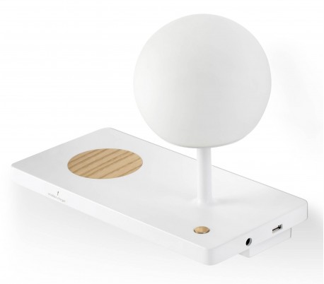 Væglampe med mobiloplader 1 x LED 7W Højrevendt - Hvid