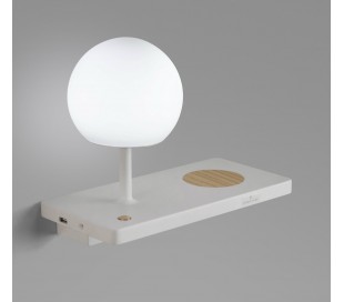 Væglampe med mobiloplader 1 x LED 7W Højrevendt - Hvid 2