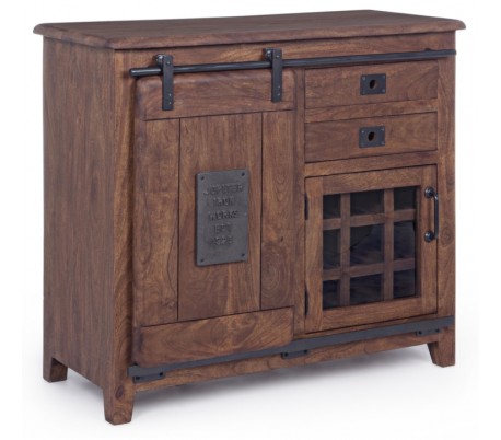 Sideboard med 2 skabe og 8 skuffer H94 x B168 x D43 cm - Rustik brun