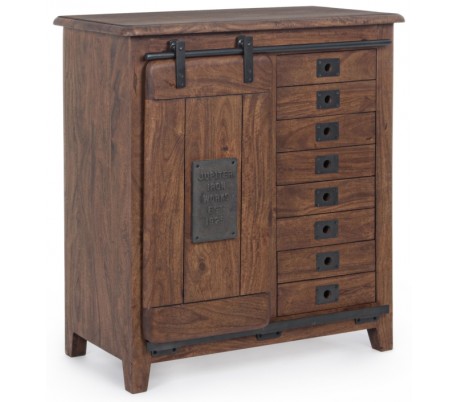 Sideboard med 2 skabe og 2 skuffer H91 x B102 x D44 cm - Rustik brun