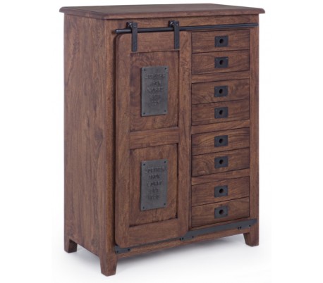 Sideboard med 1 skab og 4 skuffer H100 x B90 x D46 cm - Rustik brun