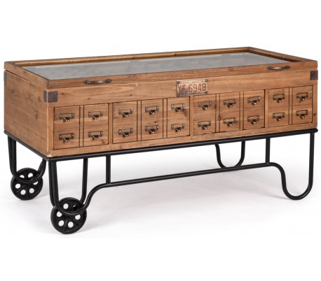 Industrielt sofabord H45 x B90 x D90 cm - Rustik sort