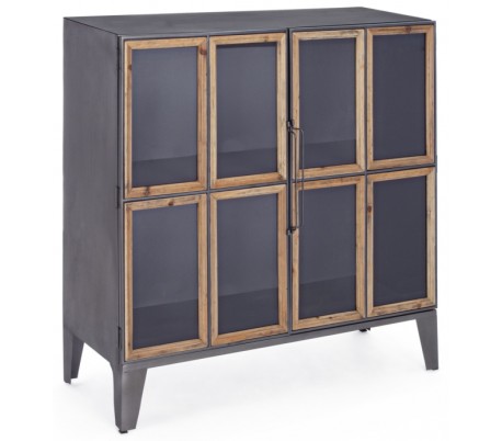 Industrielt skab H162,8 x B58 x D33 cm - Rustik natur/Rustik sort