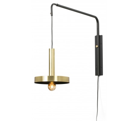 Væglampe med justerbar arm 1 x E27 - Sort/Satineret guld