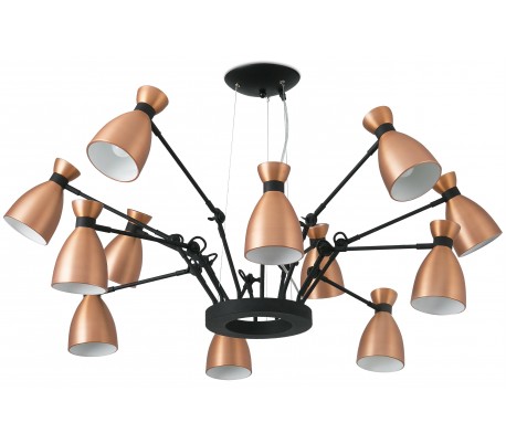 Lysekrone med 3 skærme Ø74 cm 3 x E14 - Mat rød