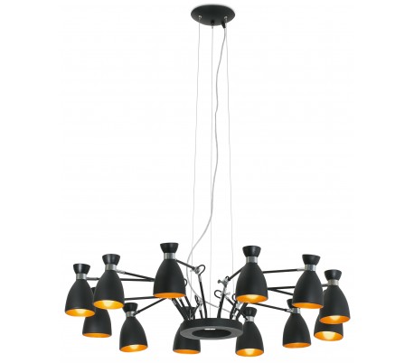 Lysekrone med 12 skærme Ø100 cm 12 x E14 - Sort/Kobber