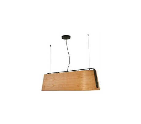 Pendellampe i metal og træfinér Ø50 cm 1 x E27 - Sort/Natur