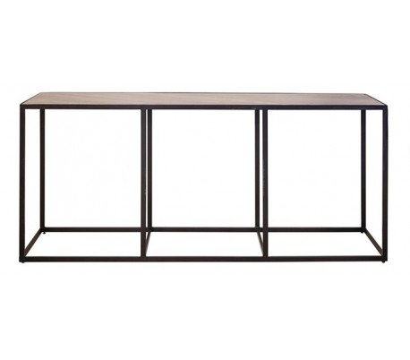 Industrielt sofabord 140 x 40 cm i marmor og metal - Sort/Sort