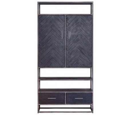 Industrielt kabinet 200 cm i akacietræ - Brun/Jerngrå