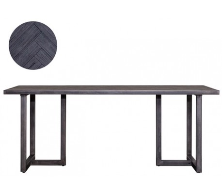 Industrielt spisebord 200 x 100 cm i akacietræ - Brun/Jerngrå