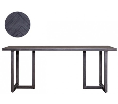 Industrielt spisebord 240 x 100 cm i akacietræ - Brun/Jerngrå