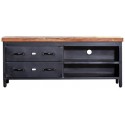 Tvbord med skuffer 120 cm i egetræsfinér - Natur/Sort