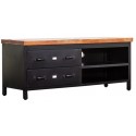 Tvbord med skuffer 120 cm i egetræsfinér - Natur/Sort
