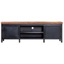 Tvbord med skuffer 135 cm i mangotræ og metal - Sort/Natur