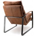 Lex lænestol med armlæn i ægte læder H94 cm - Mørkebrun