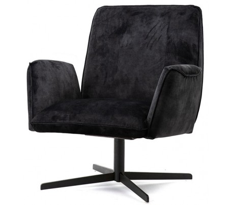 Lænestol i velour og metal H84 x B64 x D66 cm - Sort