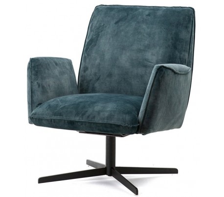 Lænestol i velour og metal H88 x B75 x D80 cm - Grøn