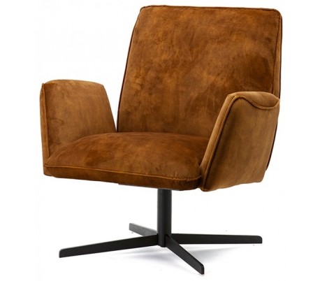 Lænestol i velour og metal H88 x B75 x D80 cm - Blå