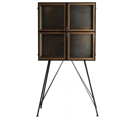 Rustikt skab i metal og træ H81 cm x B71 cm - Sort/Natur