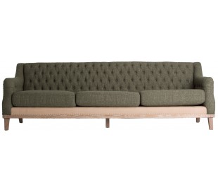 Sofa med knapper i velour 230 x 93 cm - Grøngul