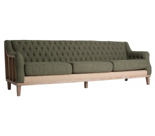 Sofa med knapper i velour 230 x 93 cm - Grøngul 2