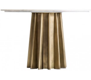 Rundt spisebord i marmor og jern Ø100 x H75 cm - Grå/Antik guld 2