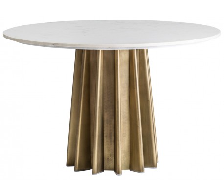 Rundt spisebord i marmor og jern Ø100 x H75 cm - Grå/Antik guld
