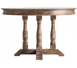 Rundt spisebord i marmor og stål Ø120 x H76 cm - Hvid/Antik guld 2