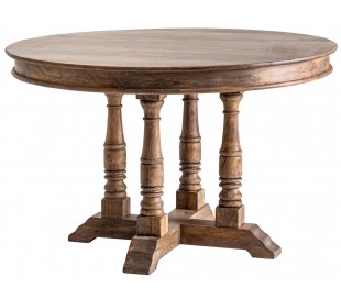 Rundt spisebord i marmor og stål Ø120 x H76 cm - Hvid/Antik guld