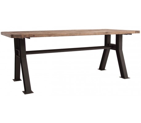 Rustikt spisebord i mangotræ og jern 180 x 90 cm - Natur/Antik guld