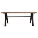 Rustikt spisebord i genanvendt fyrretræ og jern 200 x 100 cm - Natur/Sort