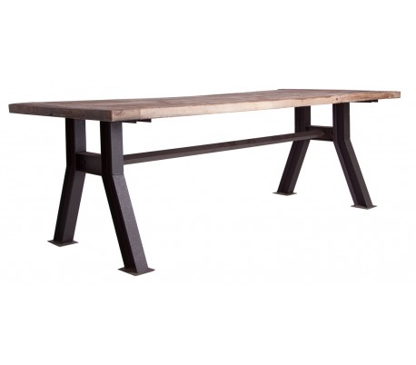 Rustikt spisebord i genanvendt fyrretræ og jern 280 x 100 cm - Natur/Sort