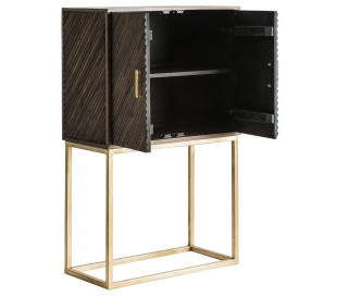 Rustikt barskab i mangotræ og jern H155 cm x B76 cm - Antik guld/Antik sort 2