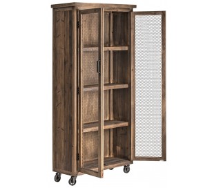 Industrielt skab i mangotræ  og jern H180 cm x B90 cm - Natur/Antik sort 2