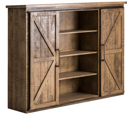 Rustikt skab i mangotræ og jern H90 cm x B88 cm - Natur/Antik sort