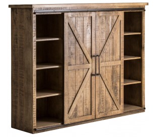 Rustikt skab i mangotræ og jern H90 cm x B88 cm - Natur/Antik sort 2