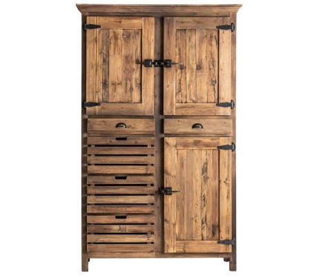 Rustikt skab i genanvendt fyrretræ H205 cm x B100 cm - Natur