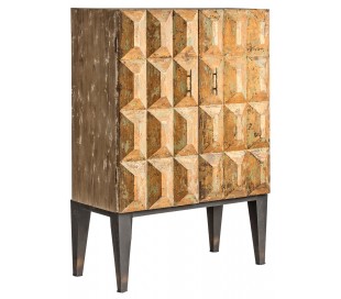 Rustikt skab i genanvendt fyrretræ H190 cm x B100 cm - Antik creme