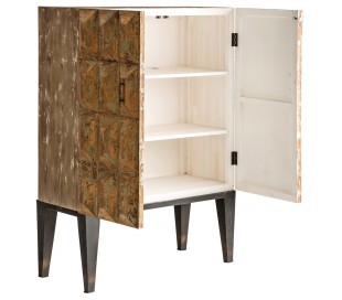 Rustikt skab i genanvendt fyrretræ H190 cm x B100 cm - Antik creme 2