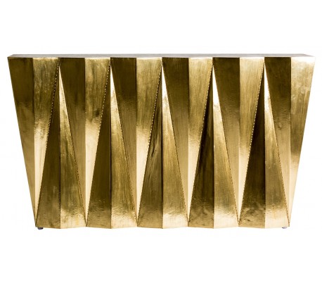 Moderne konsolbord i marmor og stål H77 cm x B137 cm - Hvid/Antik guld/Antik sort