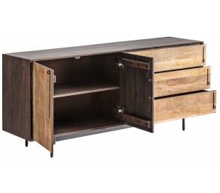 Rustikt sideboard i mangotræ og jern H80 cm x B160 cm - Antik brun/Antik guld 2