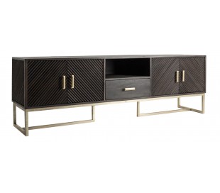 Rustikt tvbord i mangotræ og jern H50 cm x B160 cm - Antik sort/Natur