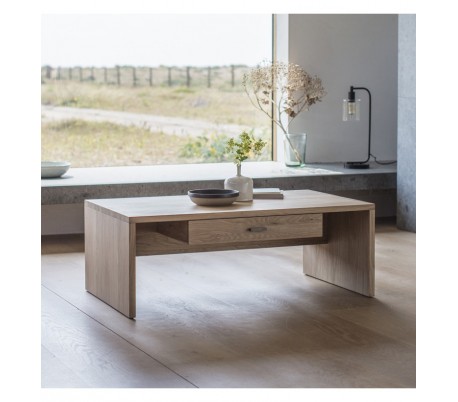 Sengebord med skuffe i massiv eg H65,5 x B50 cm - Eg