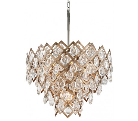 Lily Lysekrone i porcelæn og jern Ø67 cm 6 x E14 - Messing/Creme