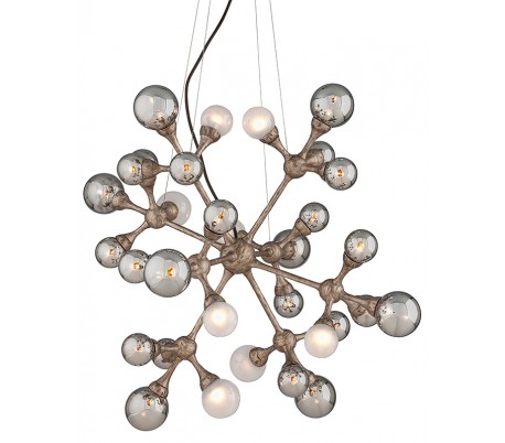 Dolcetti Lysekrone i skaller, krystal og jern Ø61 cm 13 x E14 - Antik sølv/Multi