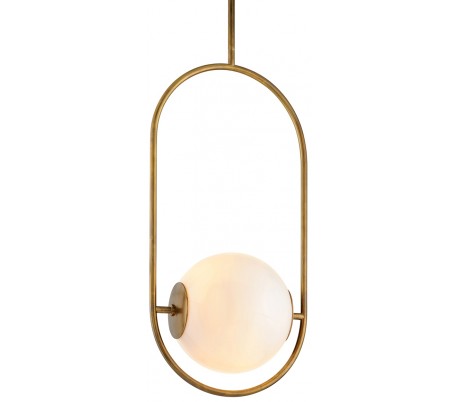 Everley Loftlampe i messing og opalglas Ø35 x 25 cm 1 x E27 - Antik messing/Opalhvid