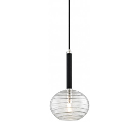 Pomfret Loftlampe i glas og stål Ø15,5 cm 1 x E27 - Klar/Poleret nikkel