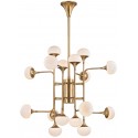 Fleming Lysekrone i stål og glas Ø92 cm 8 x G9 LED - Antik messing/Opalhvid