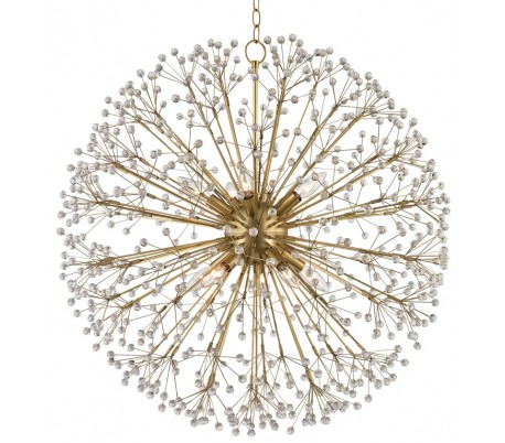 Dunkirk Lysekrone i stål og krystalglas Ø51 cm 8 x E14 - Antik messing/Klar