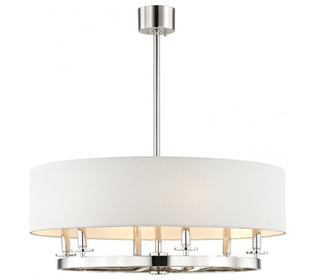 Durham Lysekrone i stål og linned Ø78 cm 6 x E14 - Antik messing/Offwhite